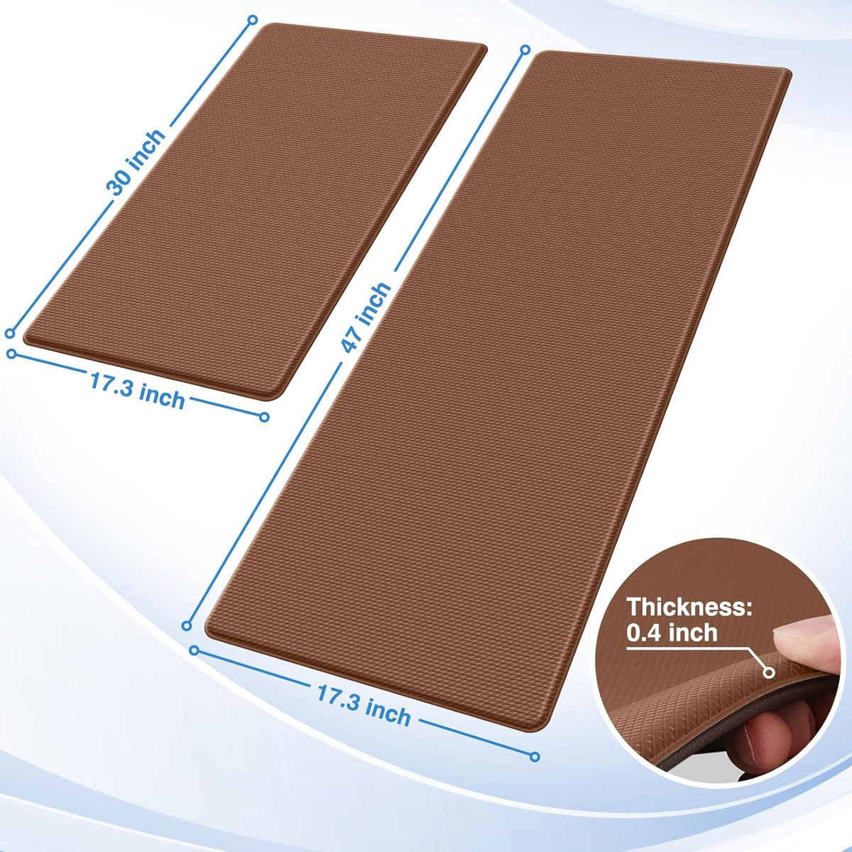 StepRite Kitchen Mats, 2PCS Kitchen Rugs, Cushioned Anti Fatigue Kitchen Mats for Floor, Non-Slip Standing Desk Mat, Waterproof Kitchen Rug Set for Kitchen, Floor, Office, 17.3"x30"+17.3"x47", Black