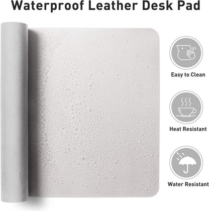 Aothia Leather Office Desk Pad Protector, Non-Slip PU Leather Desk Blotter, Waterproof Laptop Writing Mouse Pad for Office and Home, Black, 31.5" x 15.7" - Colors B
