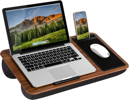 LAPGEAR Home Office Pro Lap Desk with Wrist Rest, Mouse Pad, and Phone Holder - Black Carbon - Fits up to 15.6 Inch Laptops - Style No. 91598