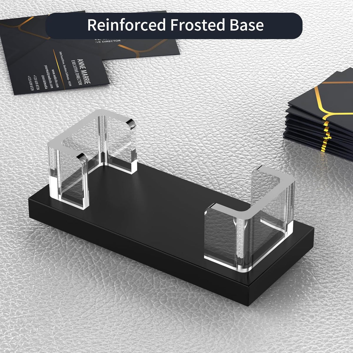 Acrylic Business Card Holder for Desk,Business Card Stand,Clear Business Card Display,Desk Business Card Holders,Business Card Display Stand,Acrylic Business Card Holder Display,Black 2 Pcs