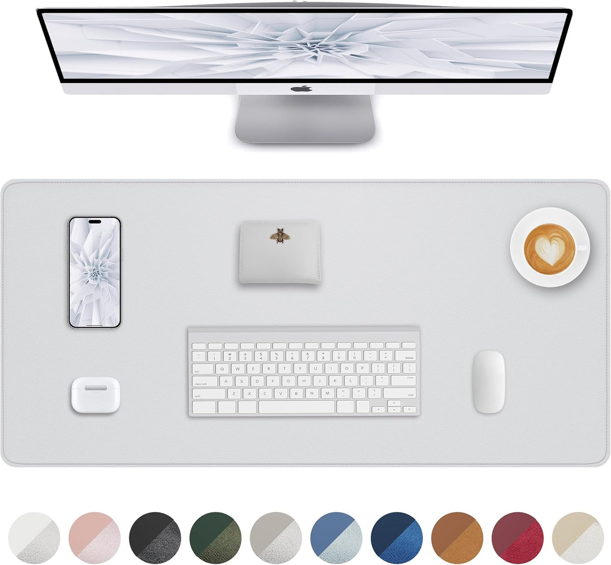 AFIING Large Desk Mat 55" x 24" - PU Leather Desk Pad Protector, Waterproof Non-Slip Extended Mouse Pad for Office Desk, Keyboard, Laptop and Home Workspace (Black)