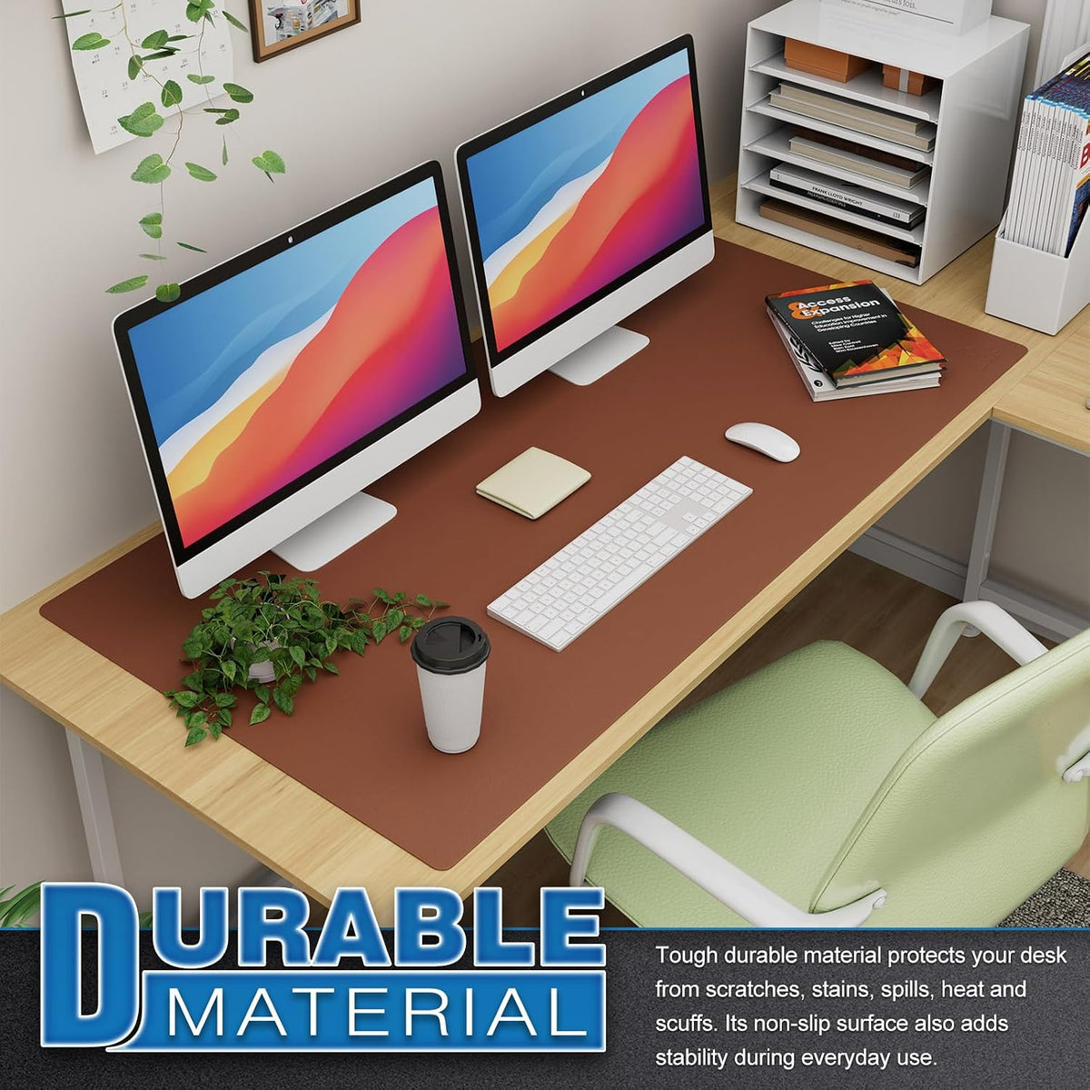 K KNODEL Large Office Leather Desk Mat, Mouse and Keyboard Pad, Computer and Laptop Mat, Desktop Protector and Cover, Writing Pad and Blotter (31.5"x15.7", Black)