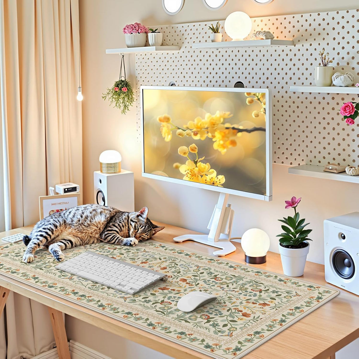 iCasso Desk Mat for Keyboard and Mouse, Large Mouse Pad, Desk Pad Mat, Anti-Slip Big Mousepad with Stitched Edges for Computer Desktop(Deep Green)