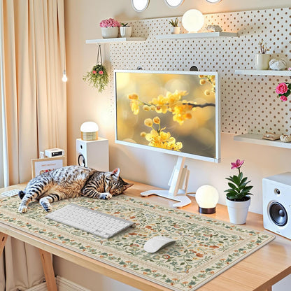 iCasso Desk Mat for Keyboard and Mouse, Large Mouse Pad, Desk Pad Mat, Anti-Slip Big Mousepad with Stitched Edges for Computer Desktop(Deep Green)