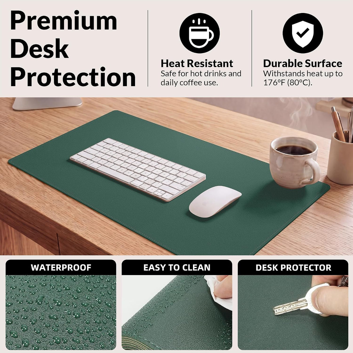 Large Desk Mat, 47" x 17", Black