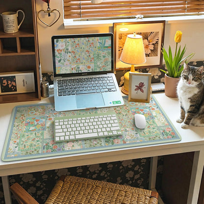 Desk Mat,Mouse Pad for Office Desk,35.4x15.7in,Pink Flowers