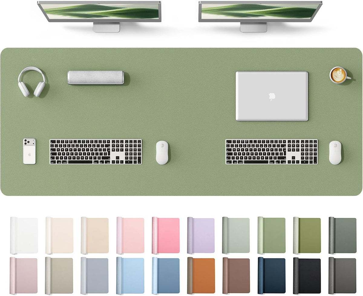 YSAGi Leather Desk Pad Protector, Office Desk Mat, Large Mouse Pad, Non-Slip PU Leather Desk Blotter, Waterproof Laptop Desk Writing Pad for Office and Home (23.6" x 13.8", Eggshell) - Colors A