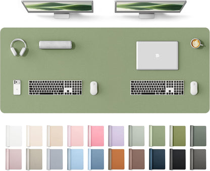 YSAGi Leather Desk Pad Protector, Office Desk Mat, Large Mouse Pad, Non-Slip PU Leather Desk Blotter, Waterproof Laptop Desk Writing Pad for Office and Home (23.6" x 13.8", Eggshell) - Colors A