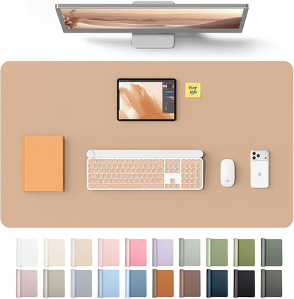 YSAGi Leather Desk Pad Protector, Office Desk Mat, Large Mouse Pad, Non-Slip PU Leather Desk Blotter, Waterproof Laptop Desk Writing Pad for Office and Home (23.6" x 13.8", Eggshell) - Colors B