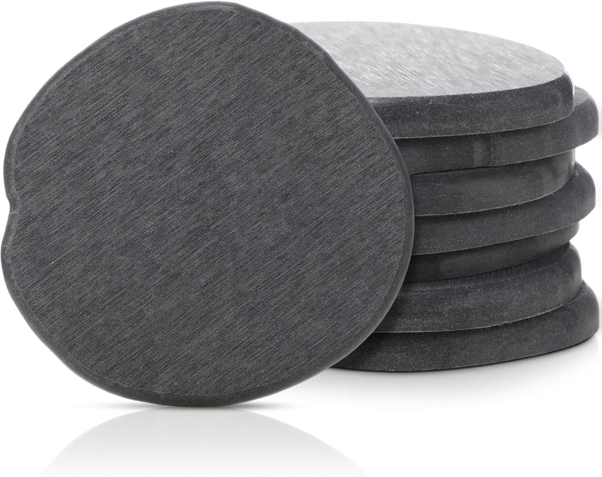 Diatomaceous Earth Coasters Set of 4，Cool Absorbent Quick-Dry Drink Coasters for Desks, Cute Modern Stone Design with Stylish White Aesthetic (4, White)