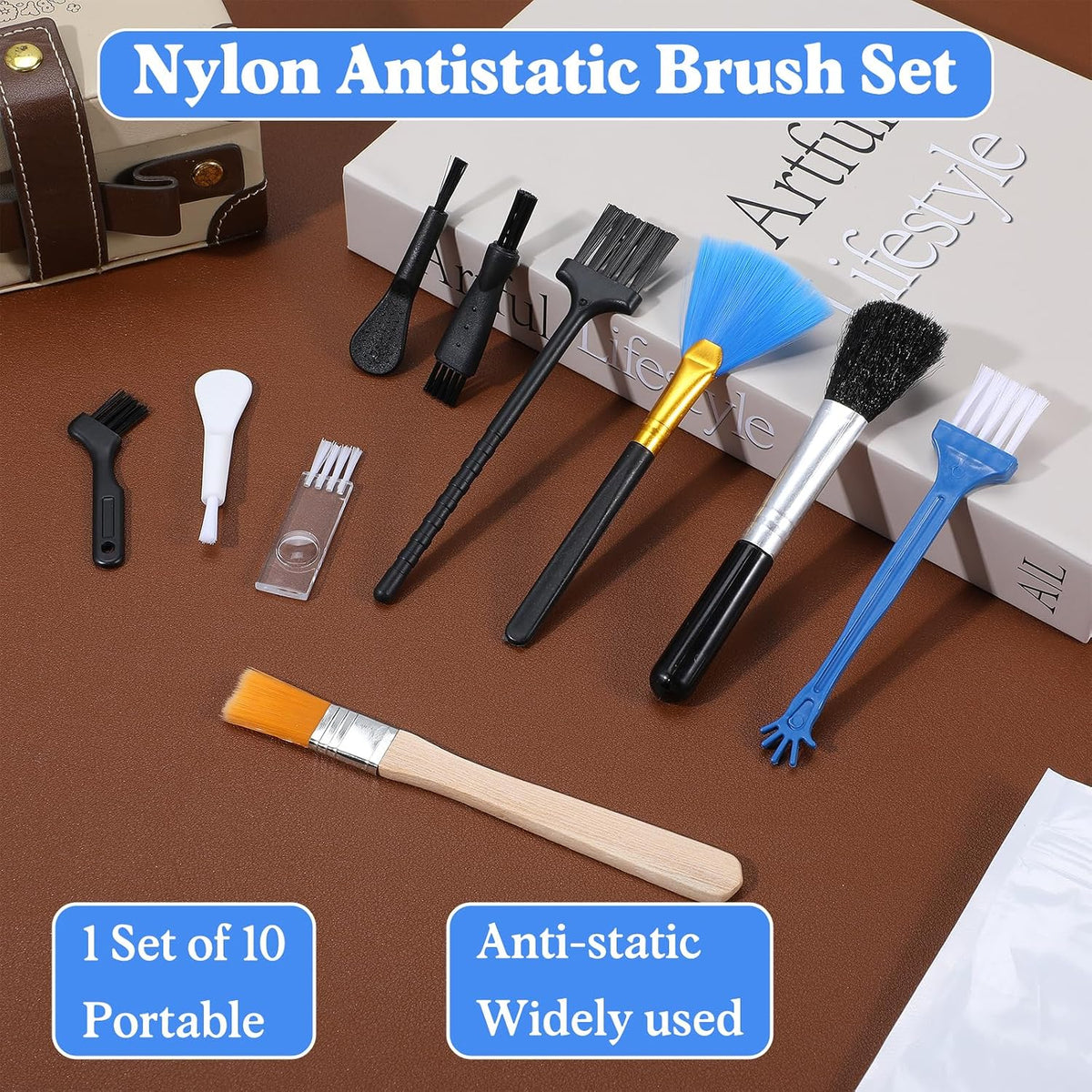 10 Pcs Keyboard Cleaning Brush,Shimmeroo Electronic Cleaning Brush Anti Static Duster Brushes for Computer Keyboard Electronic Devices Tight Spaces