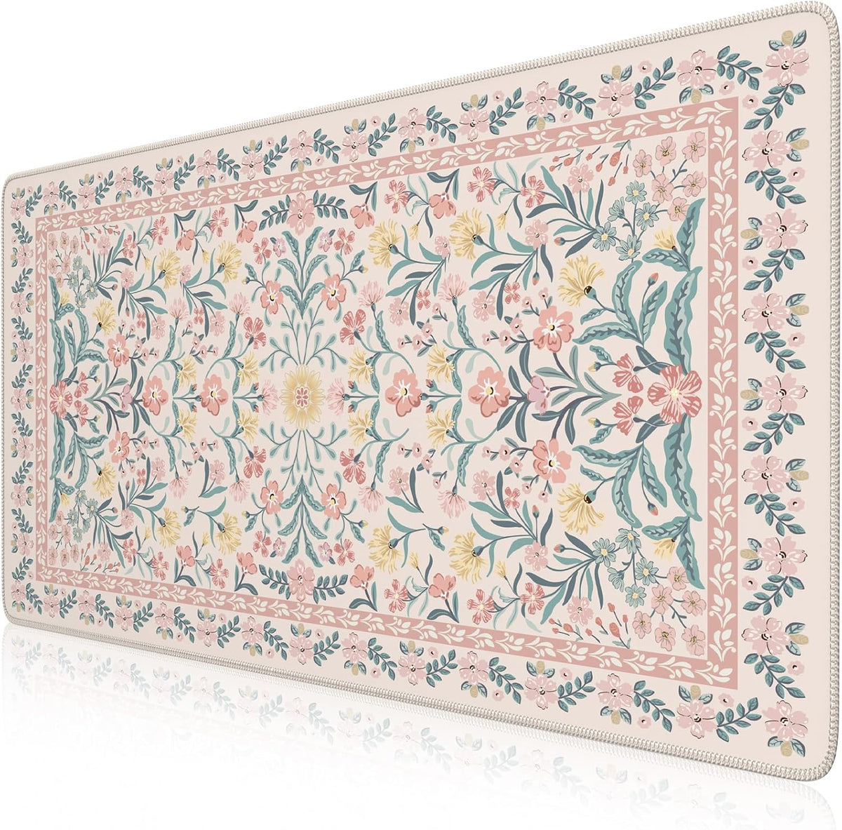 iCasso Desk Mat for Keyboard and Mouse, Large Mouse Pad, Desk Pad Mat, Anti-Slip Big Mousepad with Stitched Edges for Computer Desktop(Deep Green)