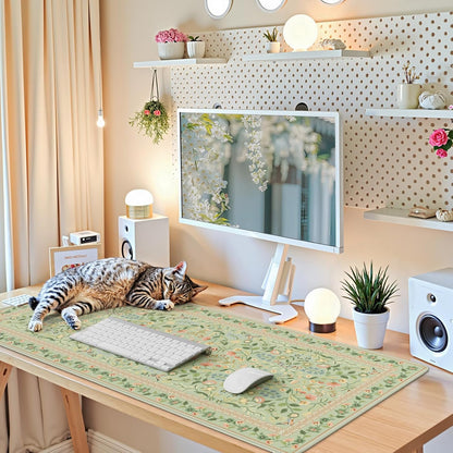 iCasso Desk Mat for Keyboard and Mouse, Large Mouse Pad, Desk Pad Mat, Anti-Slip Big Mousepad with Stitched Edges for Computer Desktop(Deep Green)