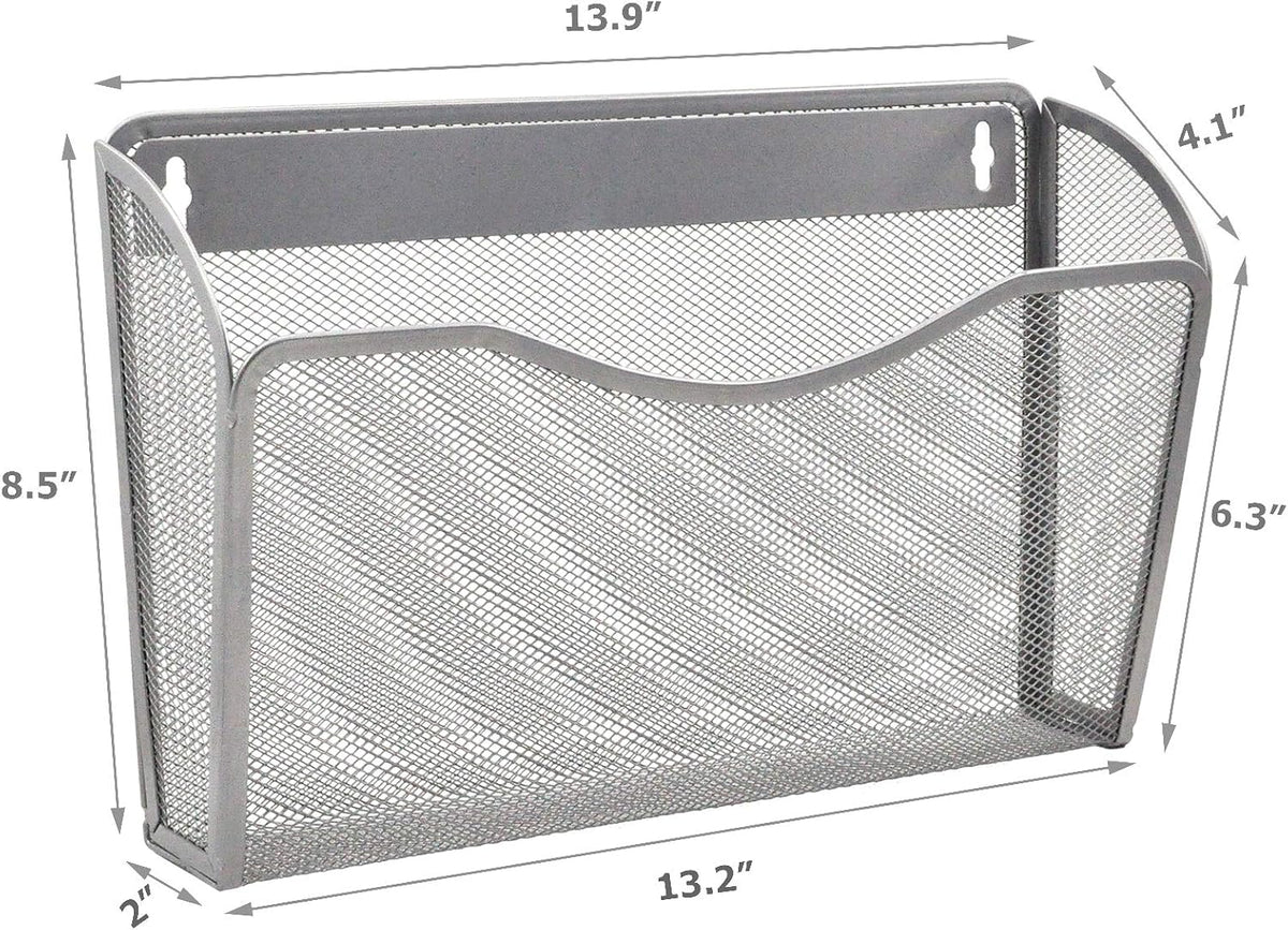 EASEPRES 3 Single Pocket Mesh Hanging File Organizer, Vertical Wall Mounted Magazine File Holder, Mount Basket Mail Paper Document Folder Organizing for Office, Home and School, Black