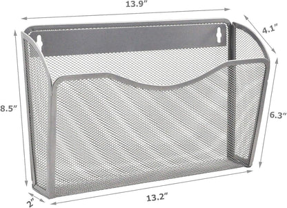 EASEPRES 3 Single Pocket Mesh Hanging File Organizer, Vertical Wall Mounted Magazine File Holder, Mount Basket Mail Paper Document Folder Organizing for Office, Home and School, Black