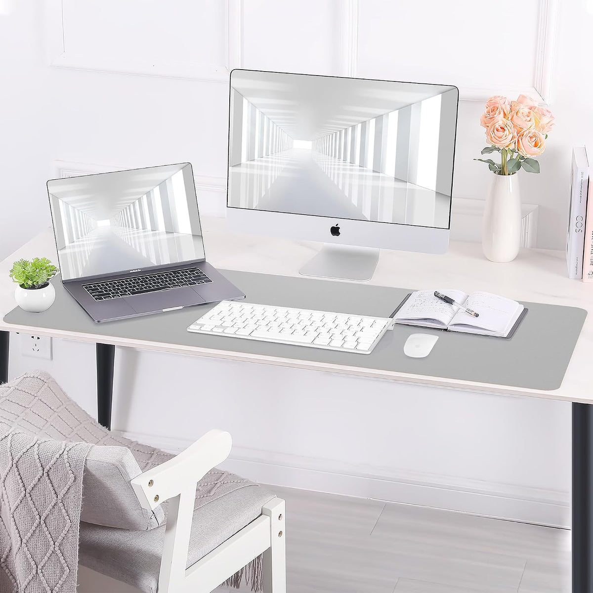 Large Desk Mat, 47" x 17", Black