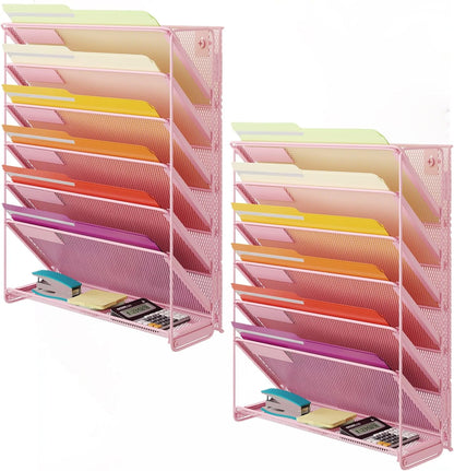 Kuntine.B Wall File Organizer Office Hanging Magazine Holder Wall File Organizer for Office Home (Black, 5 Tier)
