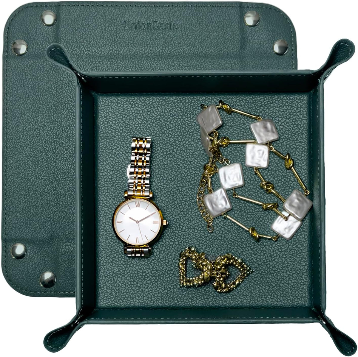 UnionBasic Small Valet Tray, Jewelry Tray for Rings Watches Earrings, Entryway Catchall Caddy for Coins Keys Change, Nightstand Bedside Valet Holder, Trays for Electronic Gadgets, Beige - Colors B