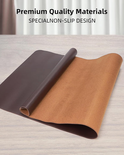 AFIING Large Desk Mat 55" x 24" - PU Leather Desk Pad Protector, Waterproof Non-Slip Extended Mouse Pad for Office Desk, Keyboard, Laptop and Home Workspace (Black)