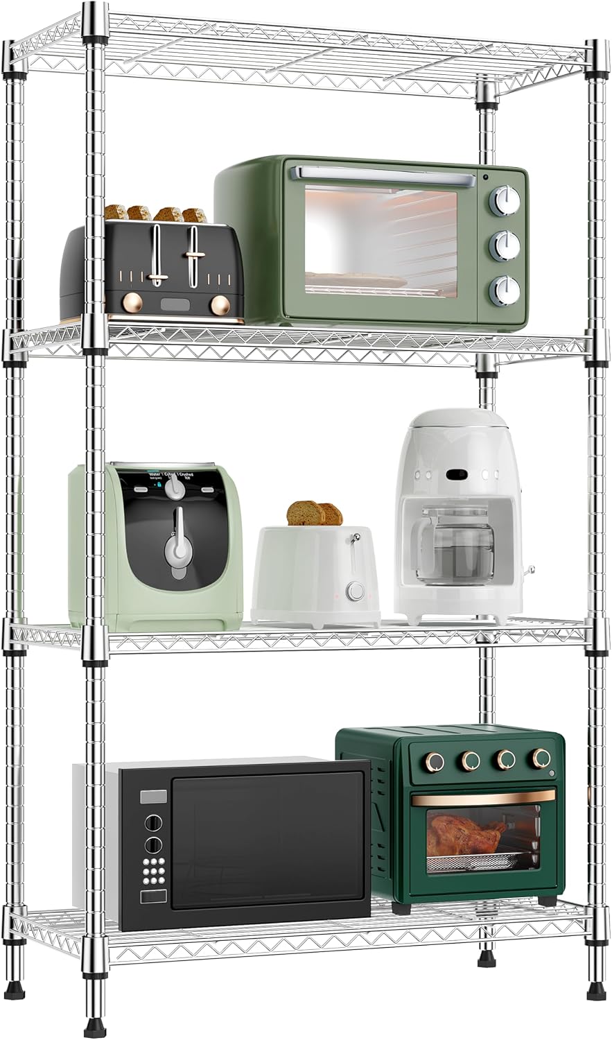 M MZG 450 lbs Steel Storage Shelving 3-Tier Utility Shelving Unit Steel Organizer Wire Rack for Home,Kitchen,Office (11.8" D x 17.7" W x 26.3" H) - Colors A