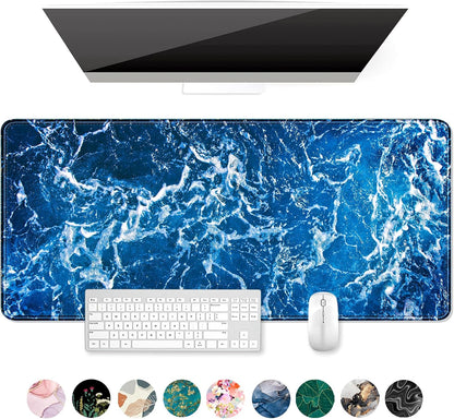 Auhoahsil Desk Mat, Ultra Large Mouse Pad, XXL Gaming Mousepad, Green Tropical Leaves Deskpad, Big Extended Full Size Mouse Pad, Desktop Desk Matt for Keyboard, Laptop & Computer, 35.5 x 15.7 in - Colors B