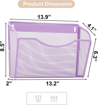 EASEPRES 3 Single Pocket Mesh Hanging File Organizer, Vertical Wall Mounted Magazine File Holder, Mount Basket Mail Paper Document Folder Organizing for Office, Home and School, Black