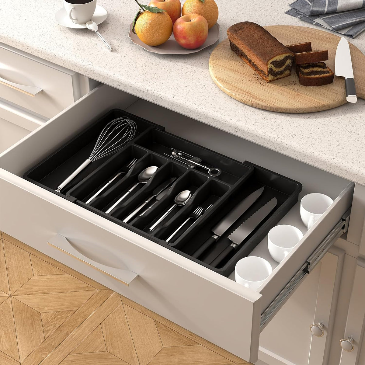 Expandable Silverware Drawer Organizer, Kitchen Utensil Tray
