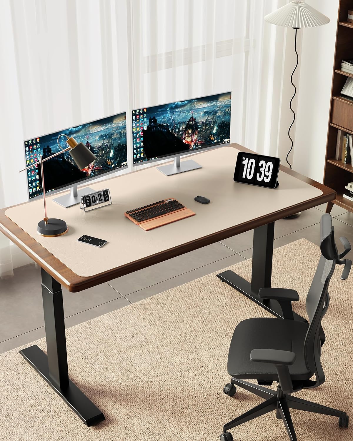 35.4" x 17" Large PU Leather Desk Mat for Keyboard and Mouse - Waterproof Non-Slip Desk Pad Protector for Office, Home, Writing Desk, Black