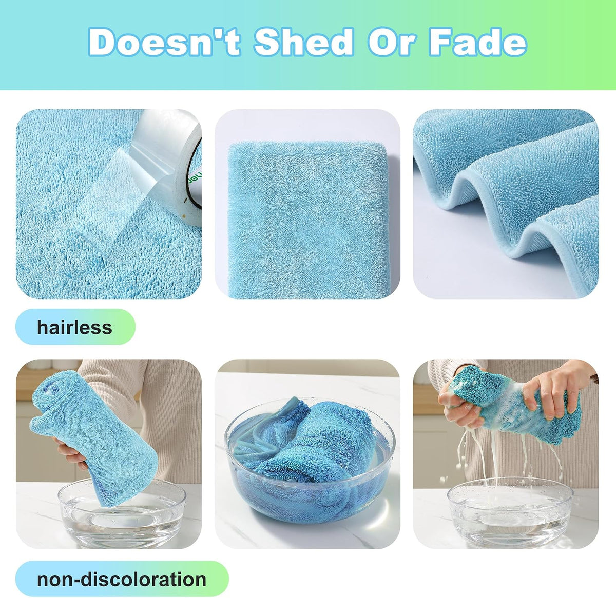 18 Pack Microfiber Cleaning Cloth, Kitchen Towels for Dish Drying Washing, Absorbent Streak Free Lint Free Rags for Cleaning, Reusable and Washable Towels - 10" x 10"
