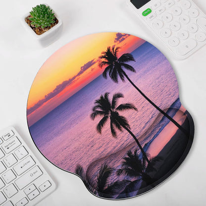 KONVINIT Ergonomic Mouse Pad with Wrist Rest, Small Mousepad with Non-Slip Rubber Base and Smooth Surface, Beach Mouse Pads for Desk, Office Desk Accessories