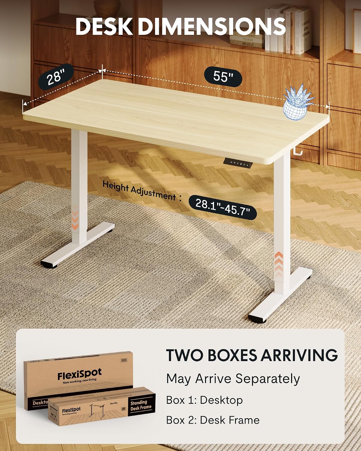 EN1 48"x24" One-Piece Standing Desk, White