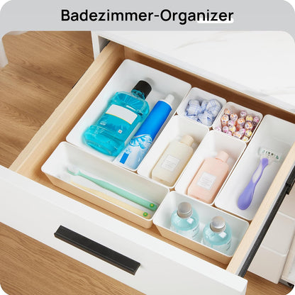 Vtopmart 25 PCS Clear Plastic Drawer Organizers Set, 4-Size Versatile Bathroom and Vanity Drawer Organizer Trays, Storage Bins for Makeup, Bedroom, Kitchen Gadgets Utensils and Office