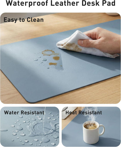 Aothia Leather Office Desk Pad Protector, Non-Slip PU Leather Desk Blotter, Waterproof Laptop Writing Mouse Pad for Office and Home, Black, 31.5" x 15.7" - Colors B