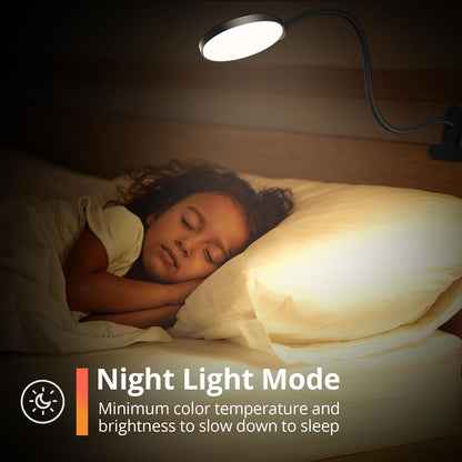 Reading Light with Remote, LED Desk Lamp Clip on [1H Timer & Nightlight] RA>95 Dimmable Flexible Gooseneck, Reading Lamp with Clamp for Table - 3.5'' (Adapter Included)