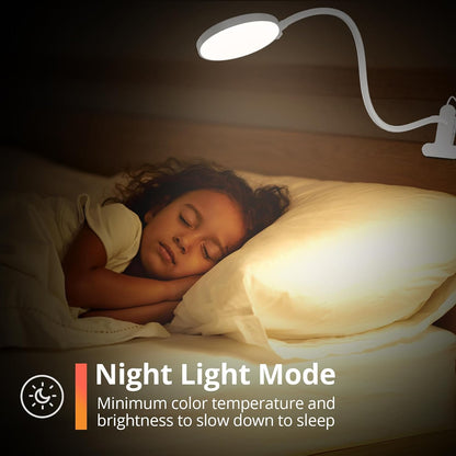 Reading Light with Remote, LED Desk Lamp Clip on [1H Timer & Nightlight] RA>95 Dimmable Flexible Gooseneck, Reading Lamp with Clamp for Table - 3.5'' (Adapter Included)