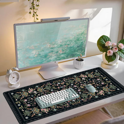 Desk Mat,Mouse Pad for Office Desk,35.4x15.7in,Pink Flowers