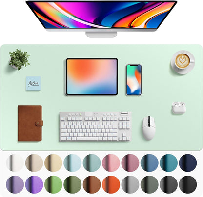 Aothia Leather Office Desk Pad Protector, Non-Slip PU Leather Desk Blotter, Waterproof Laptop Writing Mouse Pad for Office and Home, Black, 31.5" x 15.7" - Colors A