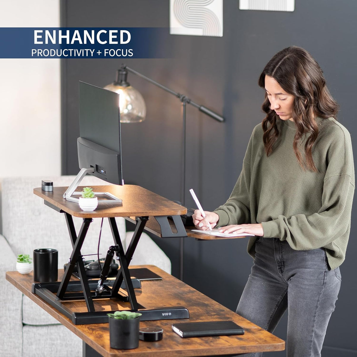 Black 32 in Standing Desk Converter, DESK-V000K
