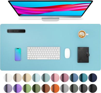 Aothia Leather Office Desk Pad Protector, Non-Slip PU Leather Desk Blotter, Waterproof Laptop Writing Mouse Pad for Office and Home, Black, 31.5" x 15.7" - Colors B