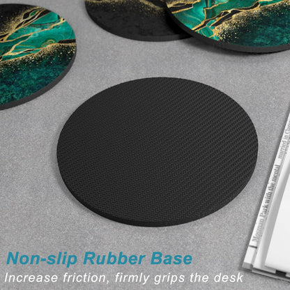 Nipichsha Coasters for Drinks, Set of 6 Cute Absorbent Rubber Drink Coasters for Cup with Non Slip Backing, Kitchen Home Decor Housewarming Gift, Round 4 in, Work Hard