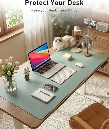 Aothia Leather Office Desk Pad Protector, Non-Slip PU Leather Desk Blotter, Waterproof Laptop Writing Mouse Pad for Office and Home, Black, 31.5" x 15.7" - Colors A