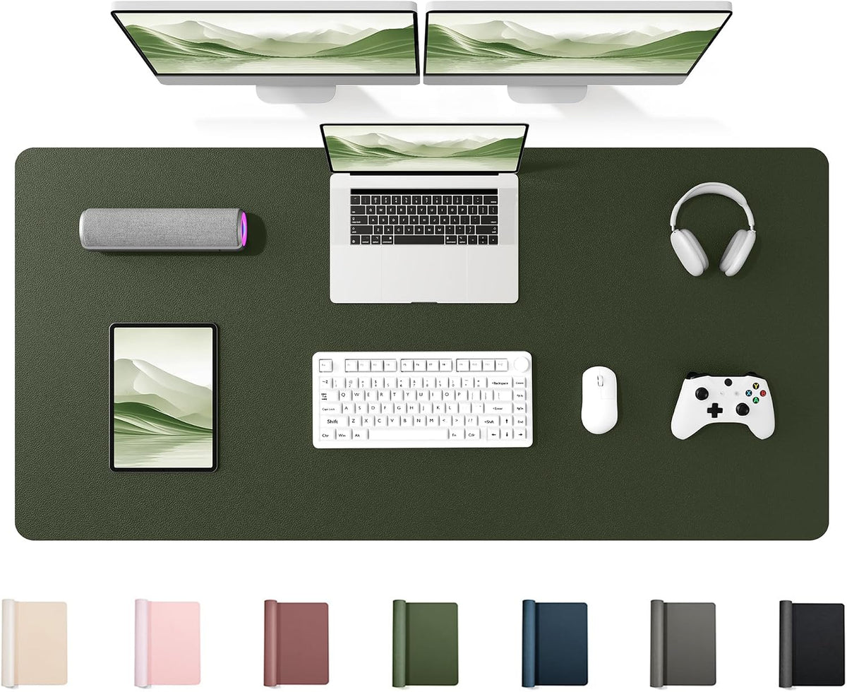 35.4" x 17" Large PU Leather Desk Mat for Keyboard and Mouse - Waterproof Non-Slip Desk Pad Protector for Office, Home, Writing Desk, Black
