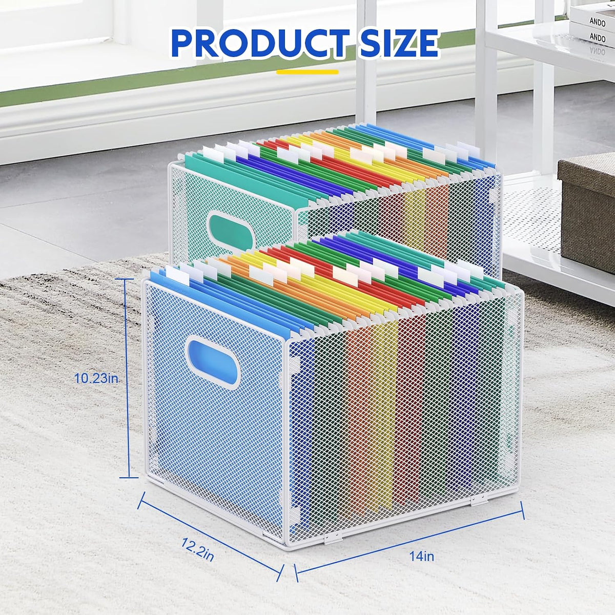 samstar Hanging File Organizer, Mesh File Folder Organizer File Crate File Cabinet Inserts Storage Box, Letter Size