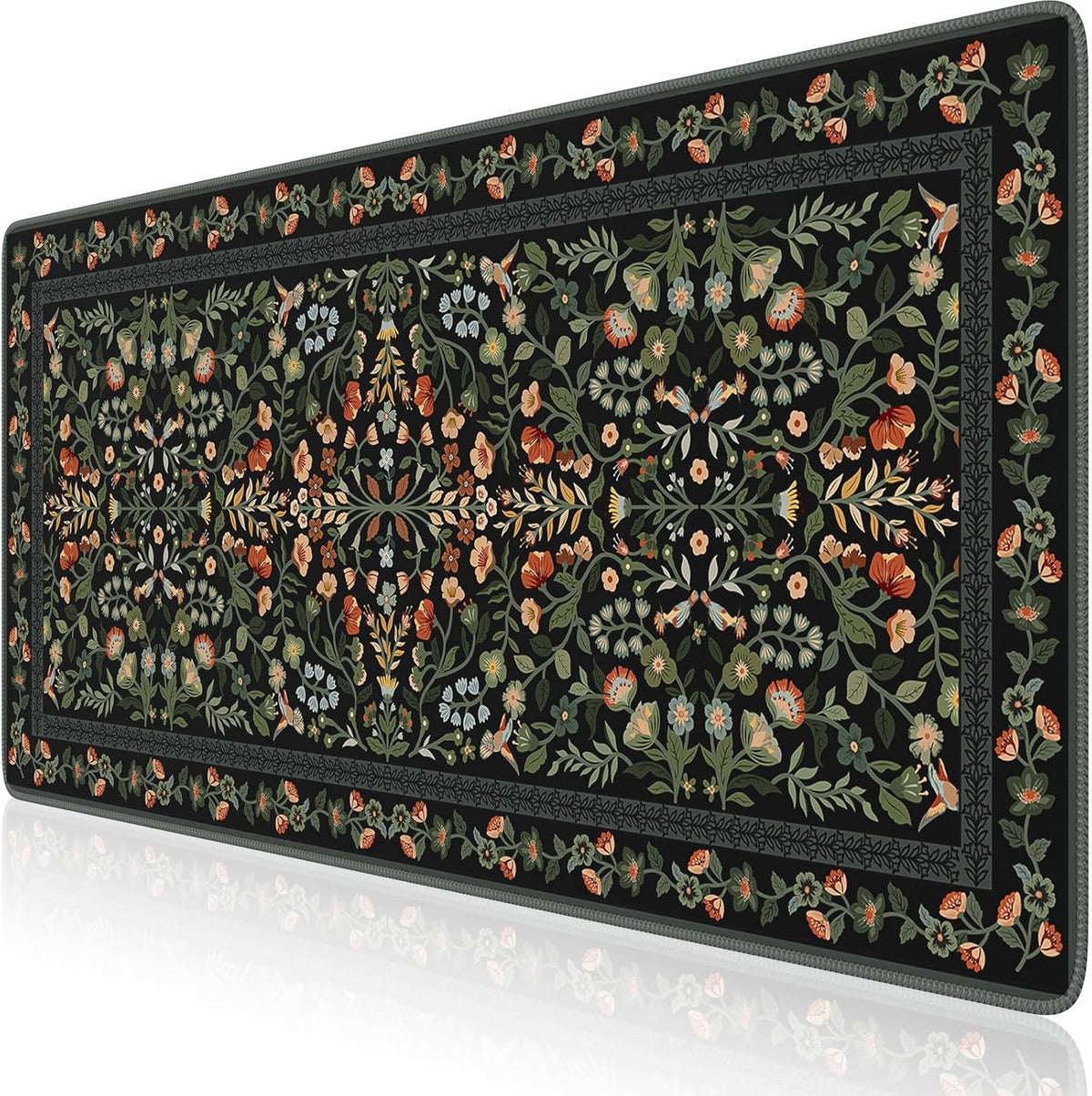 iCasso Desk Mat for Keyboard and Mouse, Large Mouse Pad, Desk Pad Mat, Anti-Slip Big Mousepad with Stitched Edges for Computer Desktop(Deep Green)