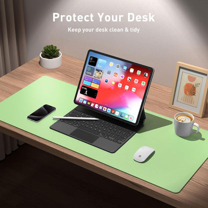 Aothia Leather Office Desk Pad Protector, Non-Slip PU Leather Desk Blotter, Waterproof Laptop Writing Mouse Pad for Office and Home, Black, 31.5" x 15.7" - Colors A