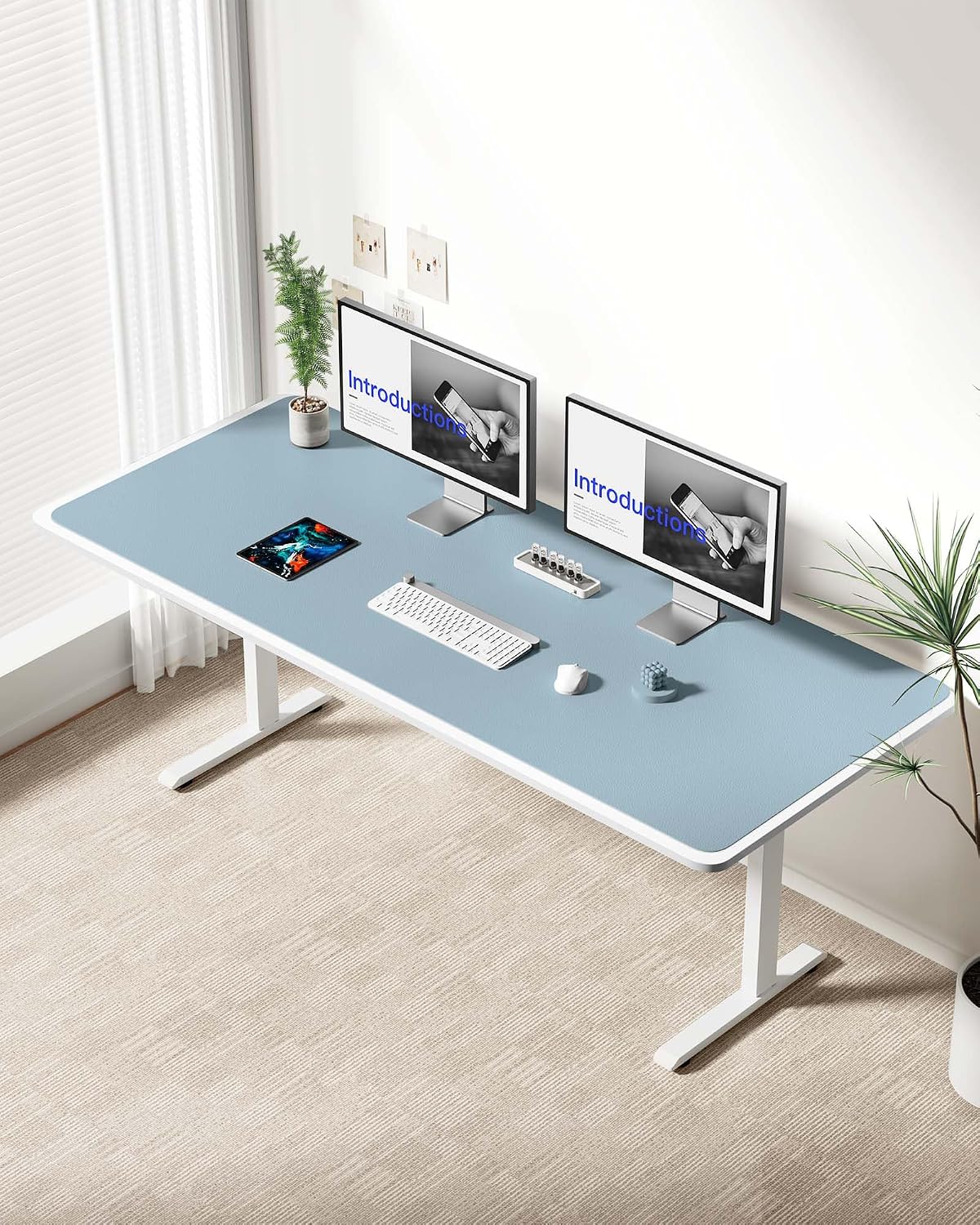 YSAGi Leather Desk Pad Protector, Large Mouse Pad, Non-Slip PU Leather Desk Blotter, Waterproof Writing Pad for Office and Home (31.5" x 15.8", Eggshell) - Colors B