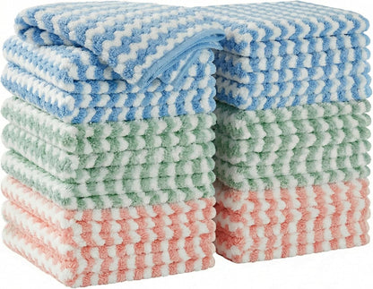 18 Pack Microfiber Cleaning Cloth, Kitchen Towels for Dish Drying Washing, Absorbent Streak Free Lint Free Rags for Cleaning, Reusable and Washable Towels - 10" x 10"
