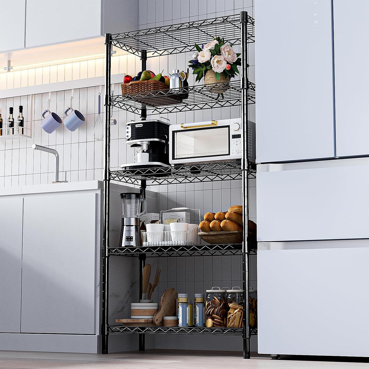 M MZG 450 lbs Steel Storage Shelving 3-Tier Utility Shelving Unit Steel Organizer Wire Rack for Home,Kitchen,Office (11.8" D x 17.7" W x 26.3" H) - Colors B