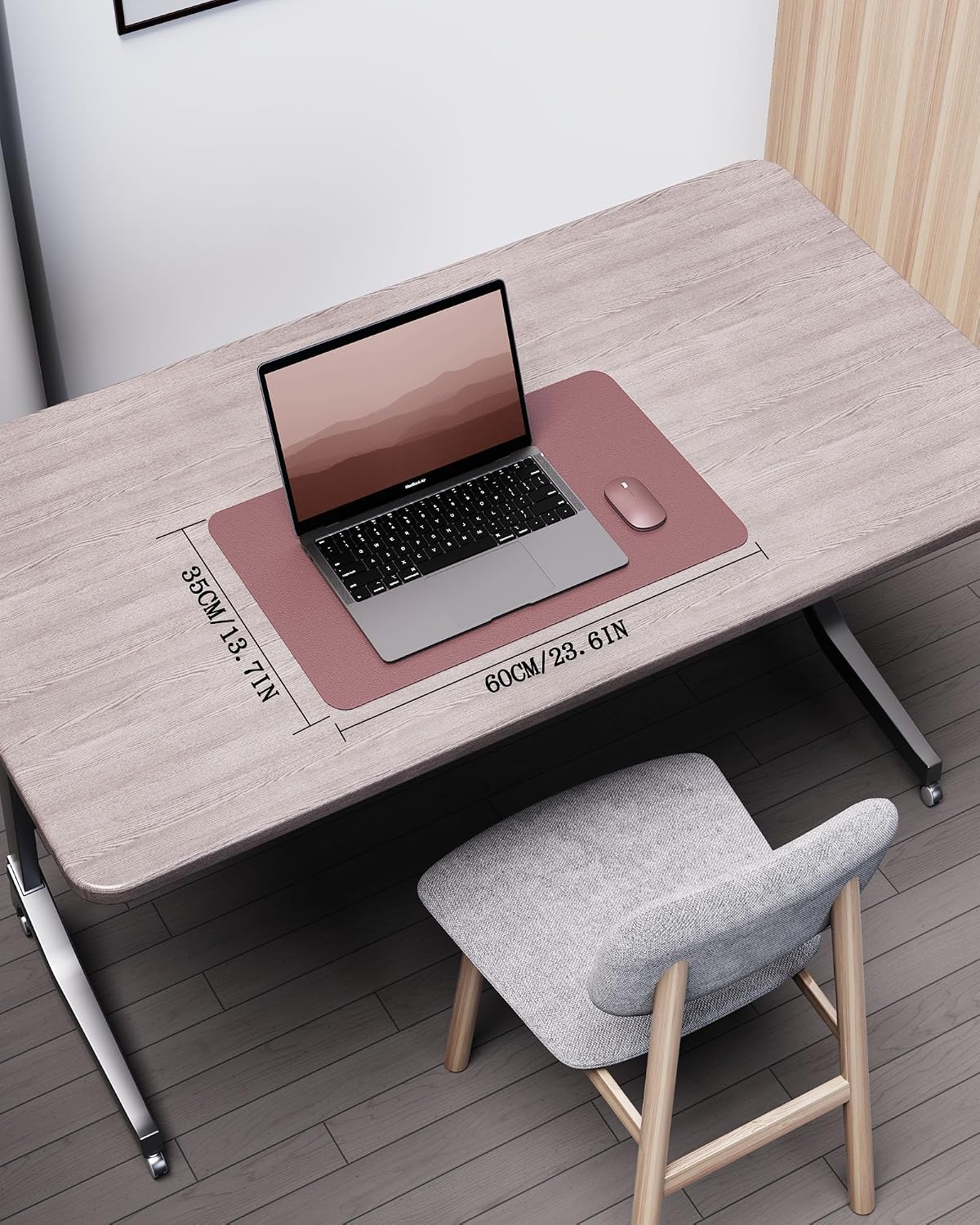 Double-Sided Desk Pad, 31.5"x15.7"Leather Desk Mat, Eco Cork Desk Pad Protector,Large Mouse Pad,Waterproof Desk Blotter for Office/Home(Coffee)