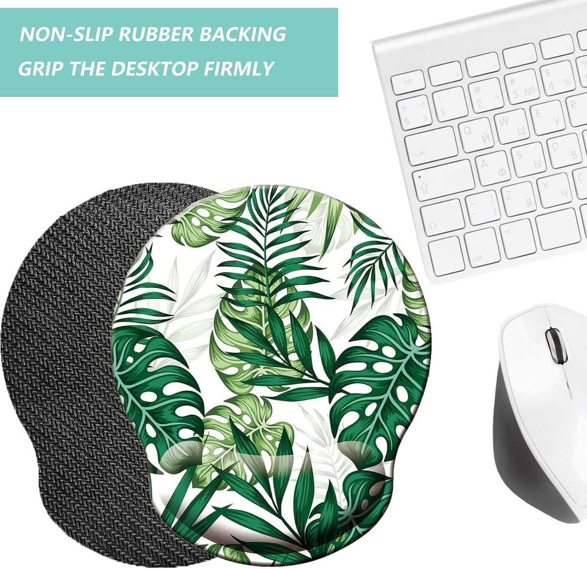 Mouse Pad with Wrist Support, Ergonomic Mouse Pad with Memory Foam Wrist Rest Cushion, Non-Slip Rubber Base Gaming Mice Pad for Home Office Computer Laptop, Flower Black